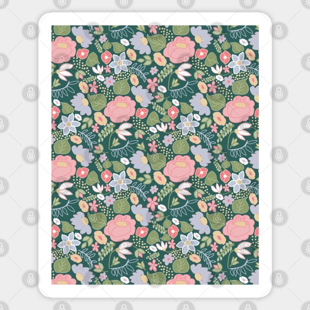 Folksy Floral Pattern Sticker by LozzieElizaDesigns
